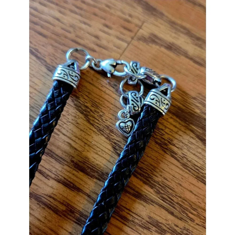 BRIGHTON "King's Road" Vintage Puff Heart And Leather Necklace VINTAGE INSPIRED - Picture 4 of 10